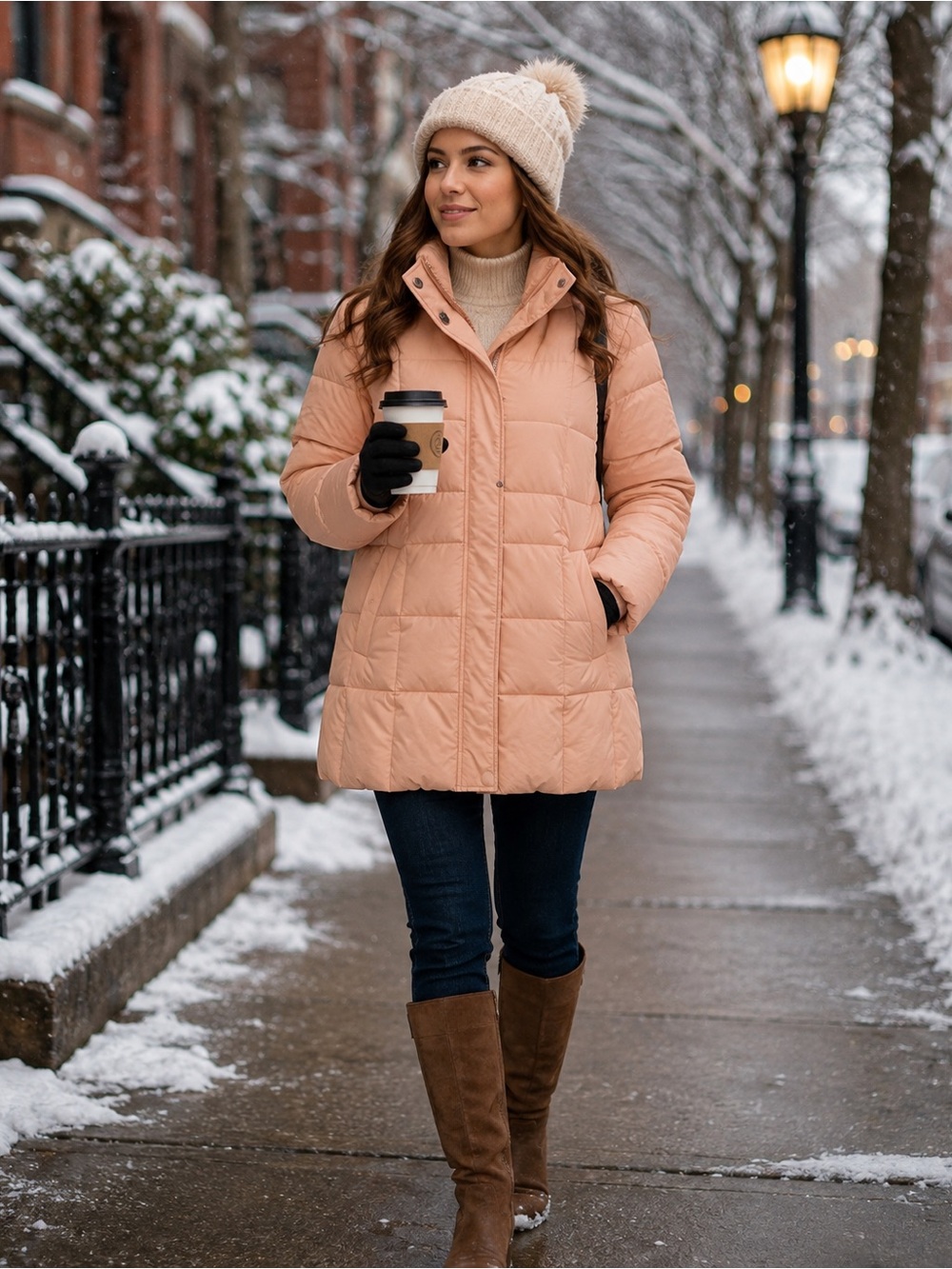 Isaac Mizrahi Peach Puffer Jacket
